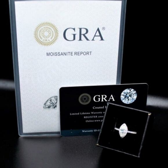 Moissanite Engagement Ring Marquise Cut Halo Pave CZ Sterling Silver 7 NWT - Picture 7 of 13